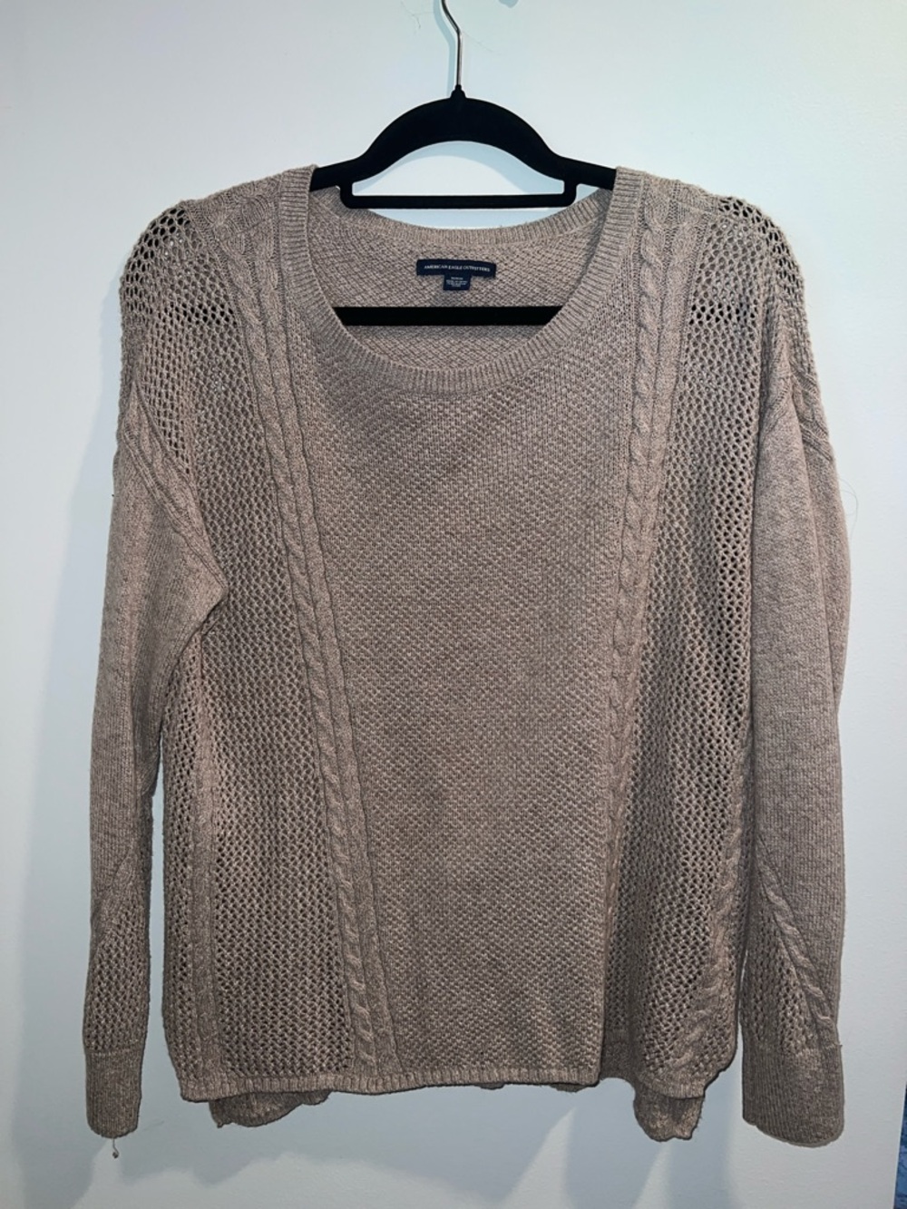 American Eagle Outfitters Taupe Knit Scoop Neck Sweater